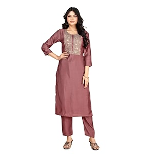 womens cotton silk zari kurta pant set
