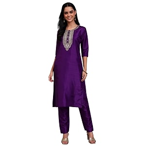 womens cotton silk zari kurta pant set