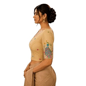 Womens Designer Readymade Stretchable Blouse with Peacock
