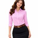 Womens Formal Striped Shirt Slim Fit Button