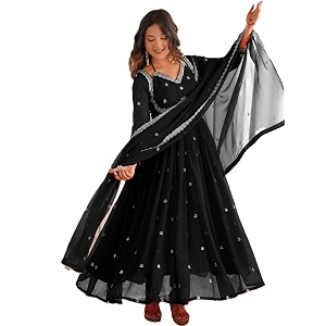 Womens Georgette Sequence Embroidered Anarkali Kurta Set