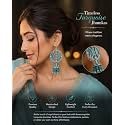 Womens Gold-Plated Floral Pearl Long Drop Earrings