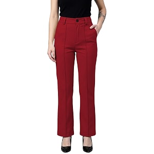 Womens High Waist Formal Straight Fit Trousers