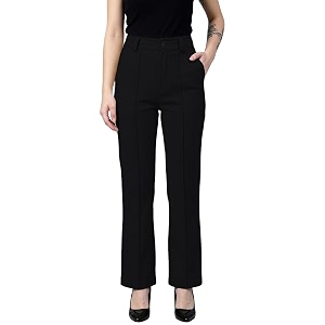 Womens High Waist Formal Straight Fit Trousers