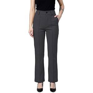 Womens High Waist Formal Straight Fit Trousers