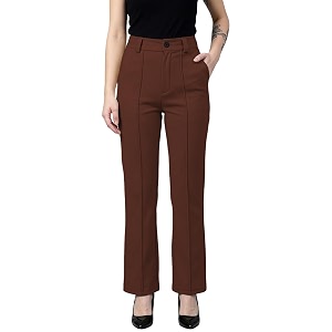 Womens High Waist Formal Straight Fit Trousers