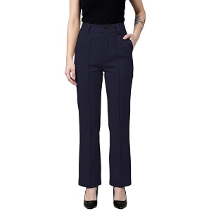 Womens High Waist Formal Straight Fit Trousers