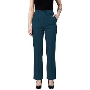 Womens High Waist Formal Straight Fit Trousers