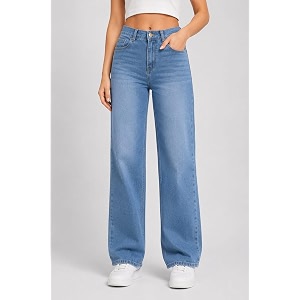 Womens High Waist Straight Fit Jeans