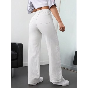 Womens High Waisted Wide Leg Denim Jeans