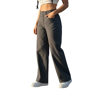 Womens High Waisted Wide Leg Denim Jeans