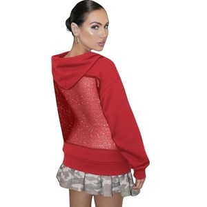 Womens Hooded Sweatshirt with Mesh Back Panel