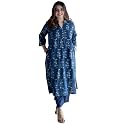 Womens Indigo Blue Cotton Ethnic Co-Ord Set