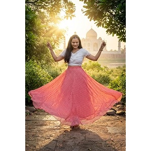 Womens Lycra Top with Georgette Skirt