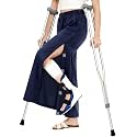 Women’s Magnetic Tear Away Post Surgery Pants Cotton Adaptive Recovery Pants Full Side Openings Easy Dressing Breakaway