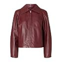 Womens Maroon Faux Leather Jacket Stylish