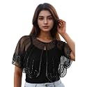 Women's Net Hand Bead Embroidery Poncho/Shrug/Cape For Women/Girls for Office/Casual Wear/Party/Gift/Birthday/Wedding/Outing/(Free Size, Multi-Color)