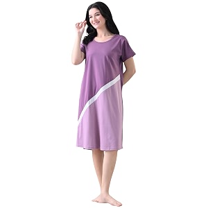 Womens Night Dress Short Sleeve Round Neck