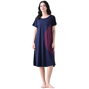 Womens Night Dress Short Sleeve Round Neck