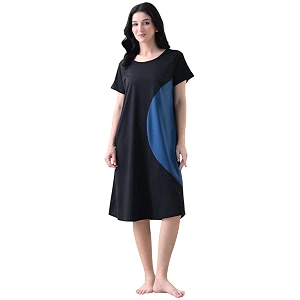 Womens Night Dress Short Sleeve Round Neck