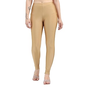 Womens Nylon Shimmer Leggings Ankle Length
