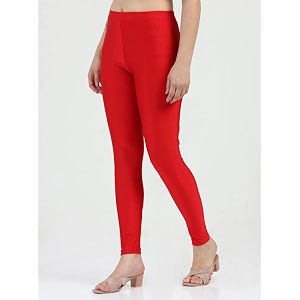 Womens Nylon Shimmer Leggings Ankle Length