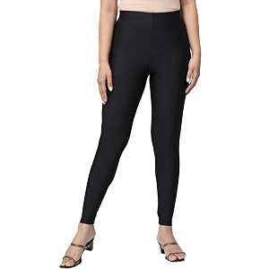 Womens Nylon Shimmer Leggings Ankle Length