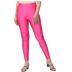 Womens Nylon Shimmer Leggings Ankle Length