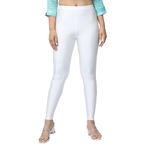 Womens Nylon Shimmer Leggings Ankle Length