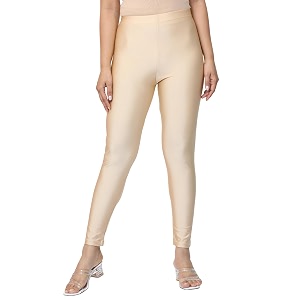 Womens Nylon Shimmer Leggings Ankle Length