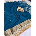 Womens Organza Silk Saree with Lace Border