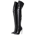 Women's Over The Knee Boots High Heels Zipper PU Leather Thigh High Boot