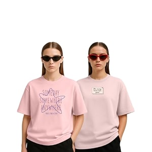 Womens Oversized Cotton Blend Graphic T-Shirt Combo