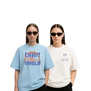 Womens Oversized Cotton Blend Graphic T-Shirt Combo