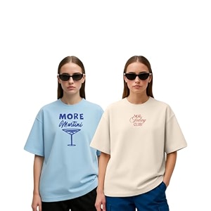 Womens Oversized Cotton Blend Graphic T-Shirt Combo