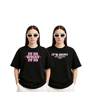 Womens Oversized Cotton Blend Graphic T-Shirt Combo