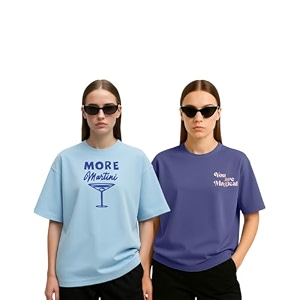 Womens Oversized Cotton Blend Graphic T-Shirt Combo