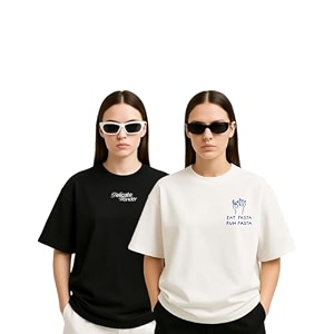 Womens Oversized Cotton Blend Graphic T-Shirt Combo