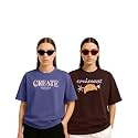 Womens Oversized Cotton Blend Graphic T-Shirt Combo