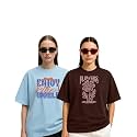 Womens Oversized Cotton Blend Graphic T-Shirt Combo