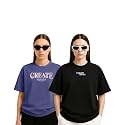Womens Oversized Cotton Blend Graphic T-Shirt Combo