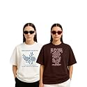 Womens Oversized Cotton Blend Graphic T-Shirt Combo