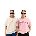 Womens Oversized Cotton Blend Graphic T-Shirt Combo