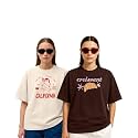 Womens Oversized Cotton Blend Graphic T-Shirt Combo