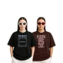Womens Oversized Cotton Blend Graphic T-Shirt Combo