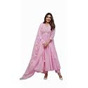 Womens Pastel pink Cotton Embroidered Kurta Set