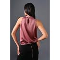 Womens Pink Satin Sleeveless High-Neck Top 