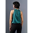 Womens Pink Satin Sleeveless High-Neck Top 