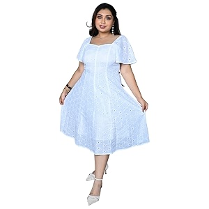 Womens Plus Size Cotton Hakoba A-Line Midi