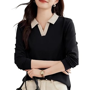 Womens Polo T-Shirt Long Sleeve Casual